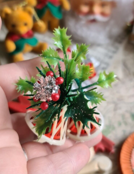 Vintage 10 Christmas Tree Decorations Santa, Plastic Bells,Teddys,Paper Lantern - Picture 9 of 16